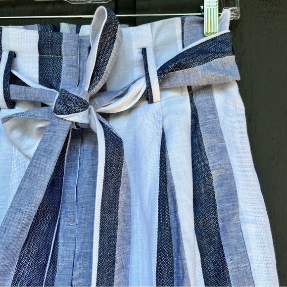 J.Crew NWOT Point Sur Paper Bag Linen Striped Wide Leg Pants, L2547 - Picture 10 of 13